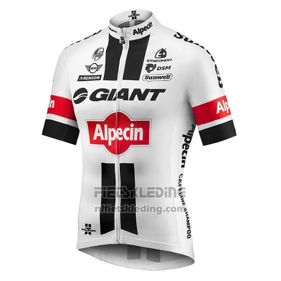 2016 Fietskleding Giant Alpecin Wit en Rood Korte Mouwen en Koersbroek